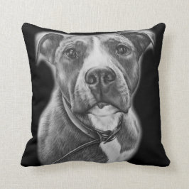 Tekening van een proefdiertje van het pit Bull Dog Kussen