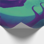 Tekening van een raaf op een heldergroene blauwe a cadeaupapier (Hoek)