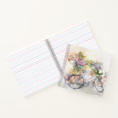  tekening van een retrorfiets met bloemen notitieboek (Binnen)