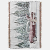  Tekening van een Rode Vrachtwagen met Kerstboom Deken (Voorkant Verticaal)