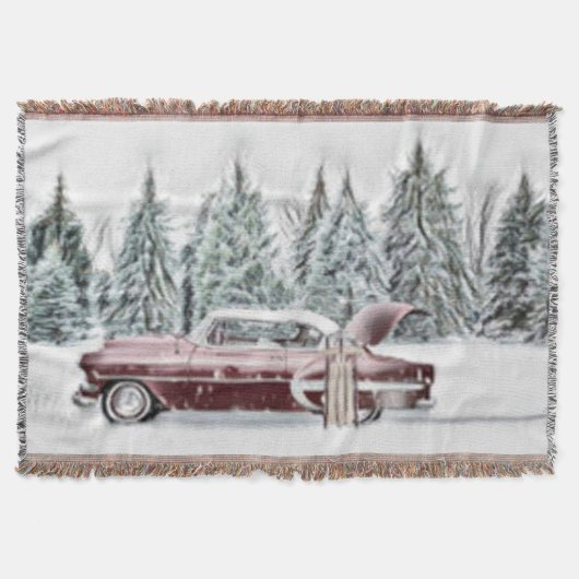  Tekening van een Rode Vrachtwagen met Kerstboom Deken (Voorkant)