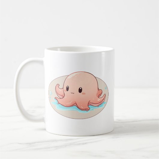 Tekening van een roze Baby Octopus Koffiemok (Links)