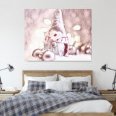  tekening van een roze gnoom op sneeuw canvas afdruk (Insitu (Slaapkamer))
