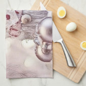 tekening van een roze gnoom op sneeuw theedoek (Quarter Fold)