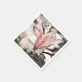 Tekening van een roze magnolia-aftakking Papier Na Servet (Hoek)