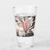 Tekening van een roze magnolia tak glas (Achterkant)