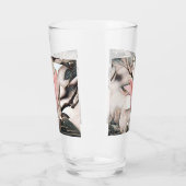 Tekening van een roze magnolia tak glas (Links)