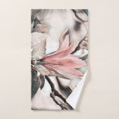 Tekening van een roze magnoliebloementbad bad handdoek (Handdoek)