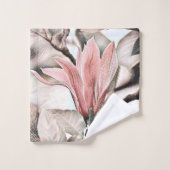 Tekening van een roze magnoliebloementbad bad handdoek (Wasdoekje)