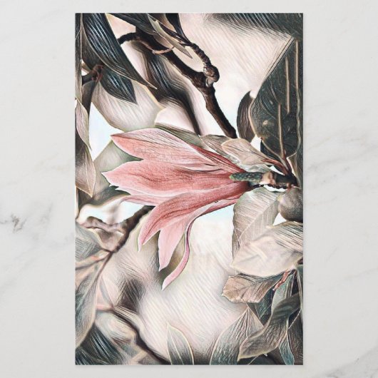 Tekening van een roze magnoliumbloemblad (Voorkant)