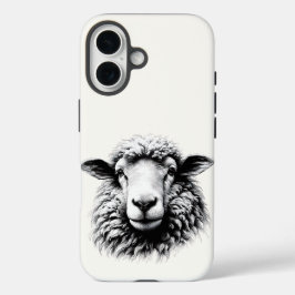 Tekening van een schaapskop iPhone 16 hoesje