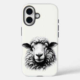 Tekening van een schaapskop iPhone 16 hoesje