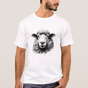 Tekening van een schaapskop t-shirt