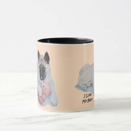 tekening van een schattige akita die de teddybeer  mok (Midden)