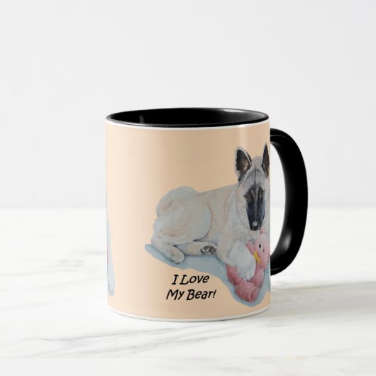 tekening van een schattige akita die de teddybeer mok (Voorkant rechts)