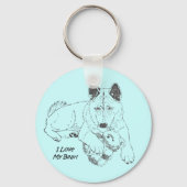 tekening van een schattige akita die de teddybeer  sleutelhanger (Voorkant)