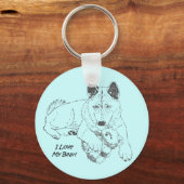 tekening van een schattige akita die de teddybeer  sleutelhanger (Voorkant)