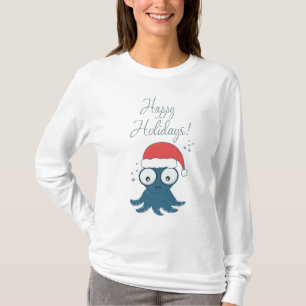 tekening van een schattige cartoon blauwe octopus t-shirt
