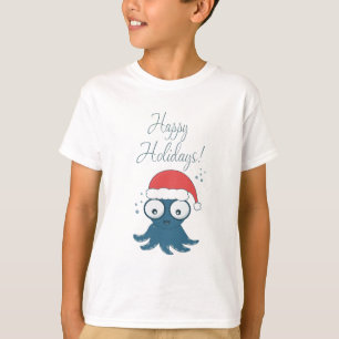 tekening van een schattige cartoon blauwe octopus t-shirt