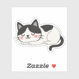 Tekening van een schattige slapende Tuxedo kat Sticker