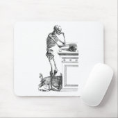 tekening van een staand skelet muismat (Met muis)