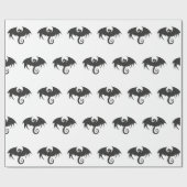 Tekening van een zwarte drakensilhouet cadeaupapier (Vlak)