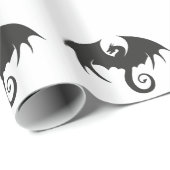 Tekening van een zwarte drakensilhouet cadeaupapier (Rol Hoek)