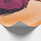 Tekening van een zwarte raaf op geel sinaasappel cadeaupapier (Hoek)