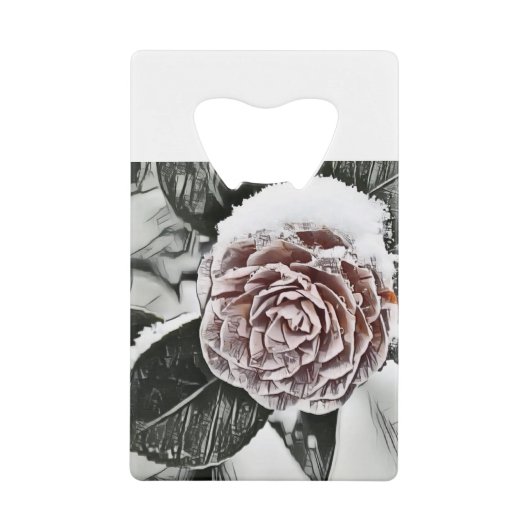 Tekening van gezaaid Roos, bevroren Creditkaart Flessenopener (Voorkant)