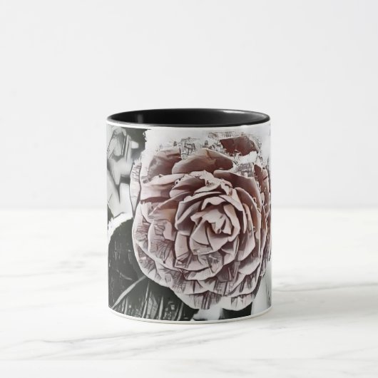 Tekening van gezaaid Roos, bevroren Mok (Midden)