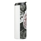 Tekening van gezaaid Roos, bevroren Thermosbeker (Gedraaid links)