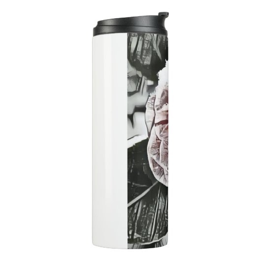 Tekening van gezaaid Roos, bevroren Thermosbeker (Gedraaid links)