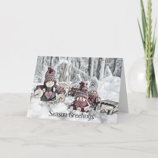  tekening van gnomen in de sneeuw kaart (Voorkant)