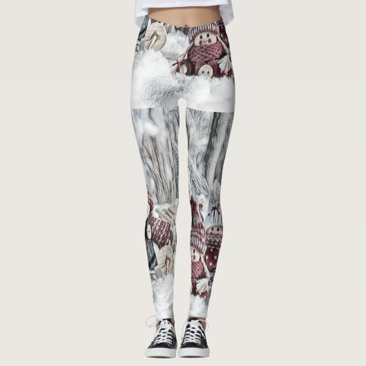  tekening van gnomen in de sneeuw leggings (Voorkant)