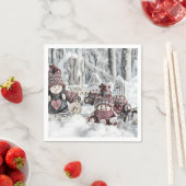  tekening van gnomen in de sneeuw servet (Insitu)