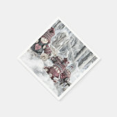  tekening van gnomen in de sneeuw servet (Hoek)