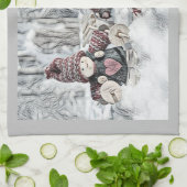  tekening van gnomen in de sneeuw theedoek (Gevouwen)