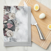  tekening van gnomen in de sneeuw theedoek (Quarter Fold)