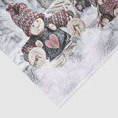 tekening van gnomen in de sneeuw tissuepapier (Detail)