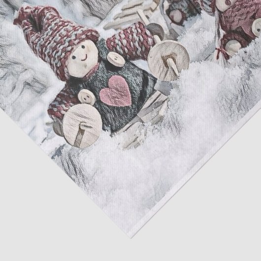  tekening van gnomen in de sneeuw tissuepapier (Detail)