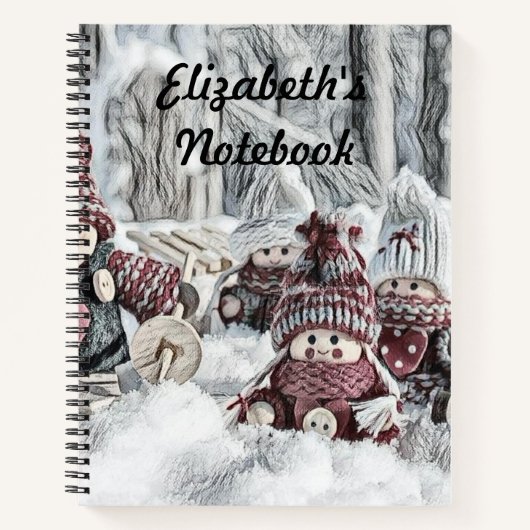 Tekening van gnomen in een notitieboek voor het wi (Voorkant)