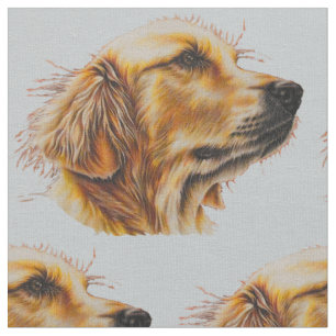 Tekening van Golden Retriever gezicht in profiel Stof