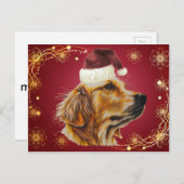 Tekening van Golden retriever met het Pet van de Feestdagenkaart (Voorkant / Achterkant)