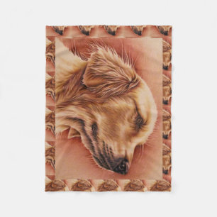 Tekening van Golden Retriever op Blanket Fleece Deken