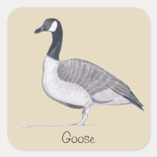 Tekening van Goose Standing Text Sjabloon CherylsA Vierkante Sticker