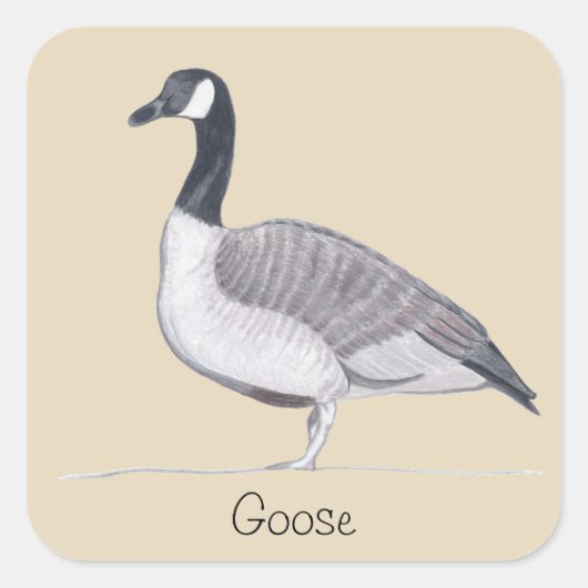 Tekening van Goose Standing Text Sjabloon CherylsA Vierkante Sticker (Voorkant)