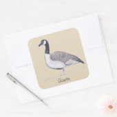 Tekening van Goose Standing Text Sjabloon CherylsA Vierkante Sticker (Envelop)