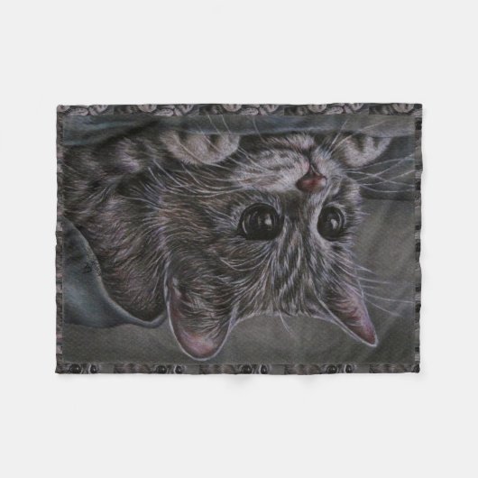 Tekening van Grey Kitten op Blanket Fleece Deken (Voorkant (Horizontaal))