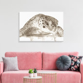 Tekening van groene zeeschildpad canvas afdruk (Insitu (Woonkamer))