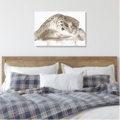 Tekening van groene zeeschildpad canvas afdruk (Insitu (Slaapkamer))